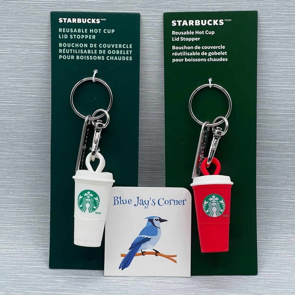 Starbucks Stopper Keychain for Reusable Cup White Red Christmas 2025 Set of 2